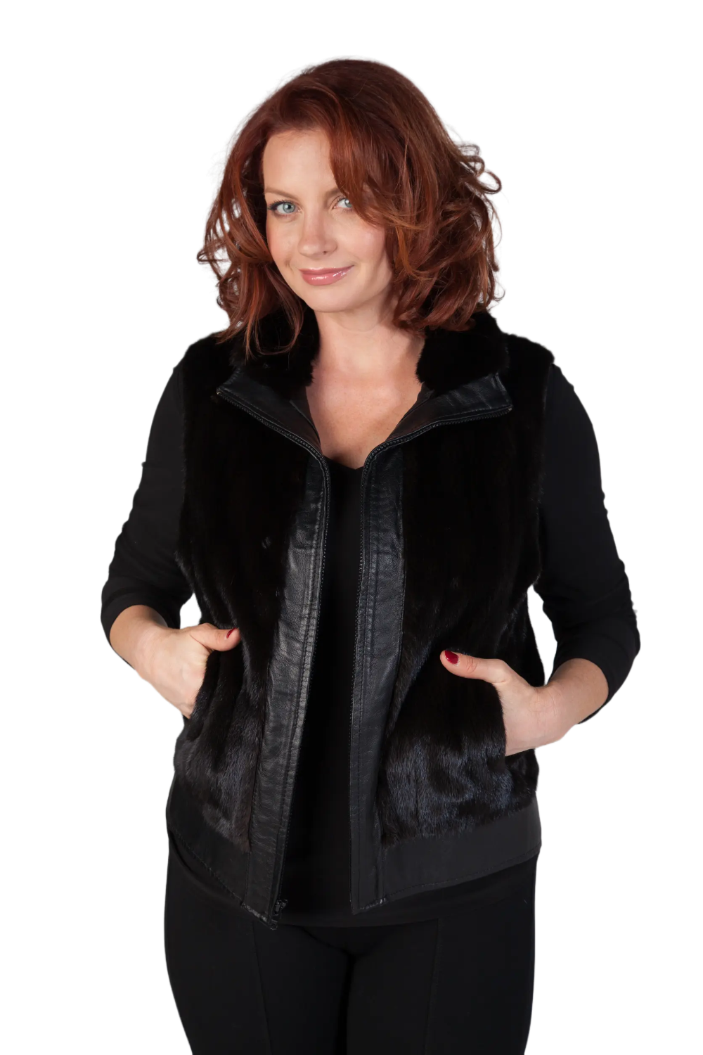 Restyle Your Fur Vest with Leather Border and Front Facing