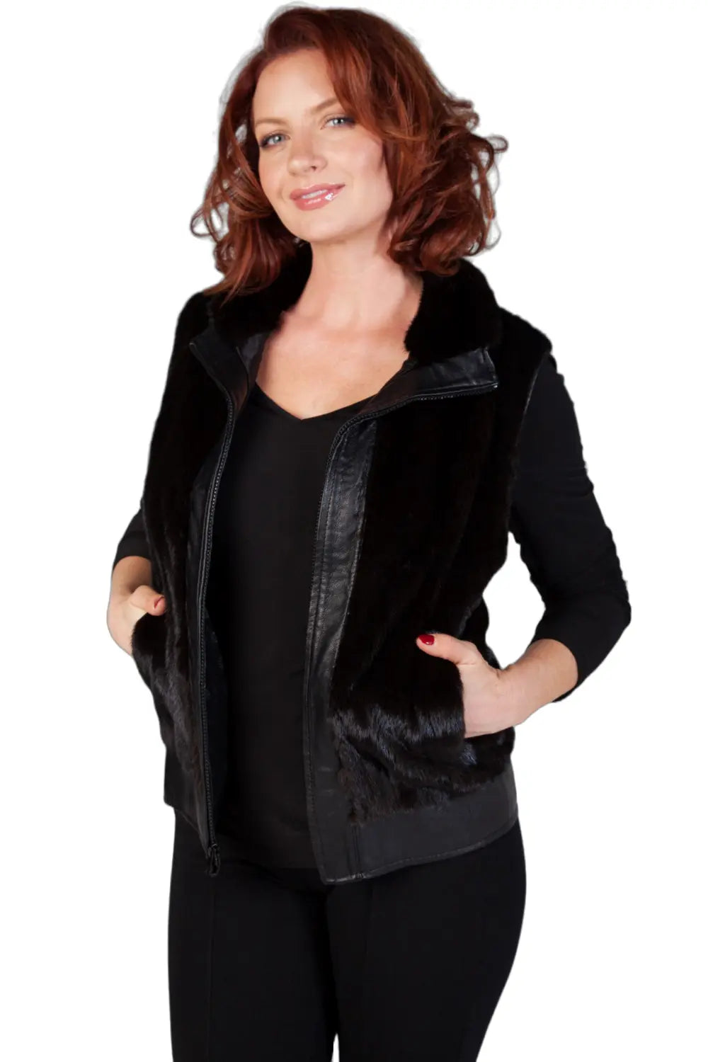 Restyle Your Fur Vest with Leather Border and Front Facing