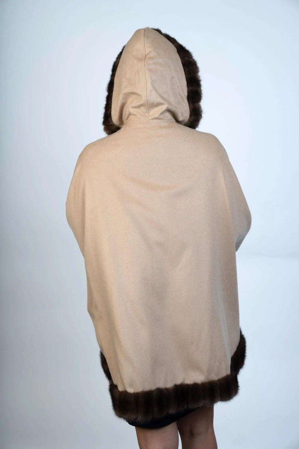 Restyle Your Fur - 100% Cashmere Cape with Fur Trim