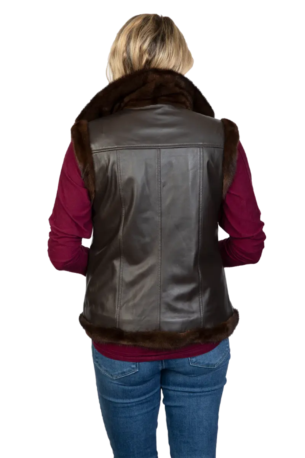 Leather vest sales with fur