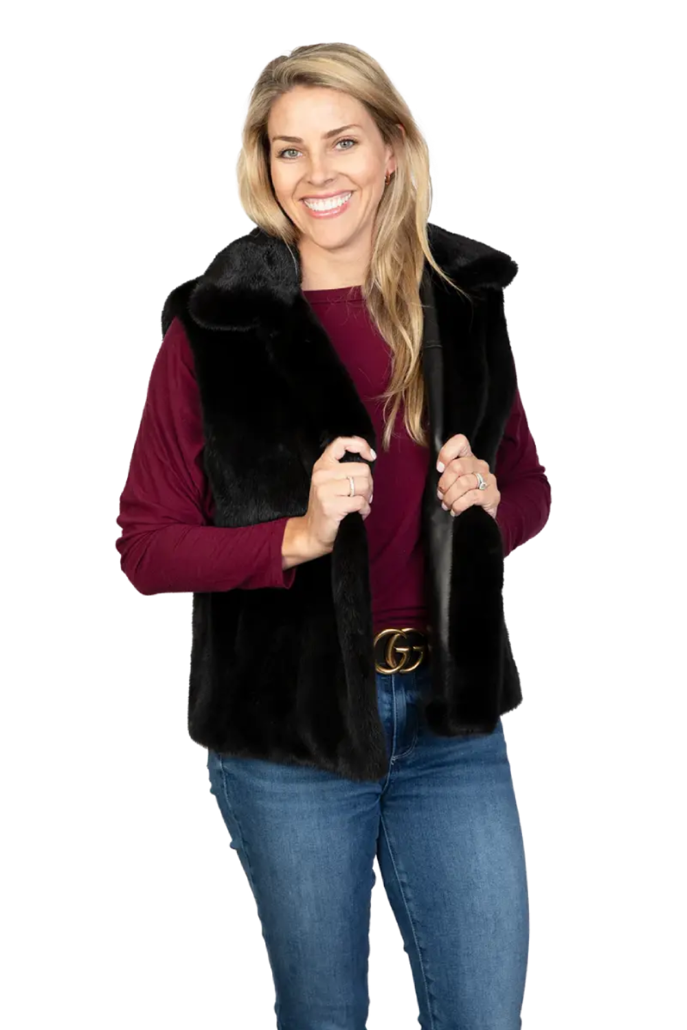 Versatile Reversible Fur Vest with Lamb Nappa Leather Liner