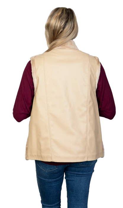 Sheared Vest with Leather Back