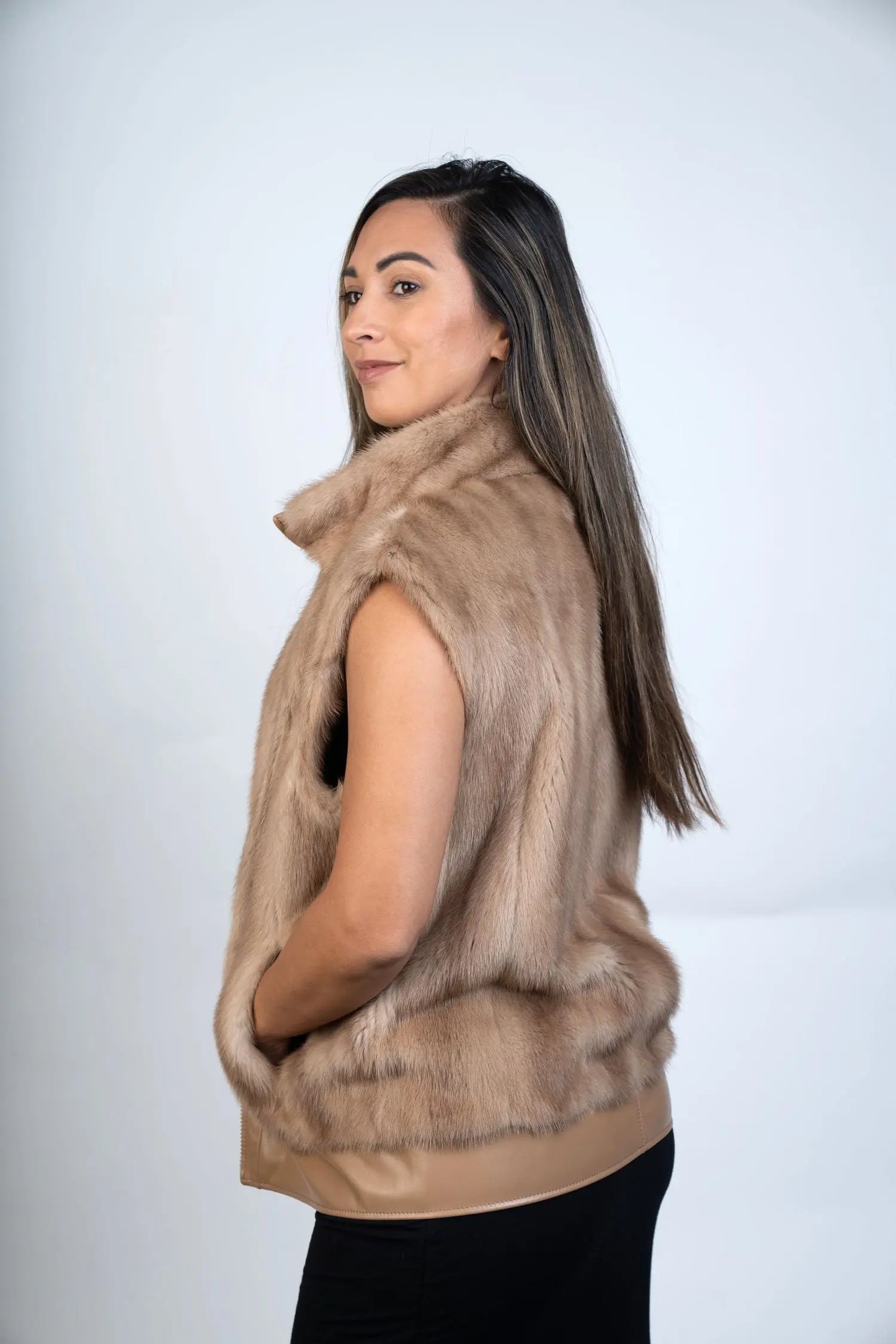 Restyle Your Fur - Vest with Leather Border and Front Facing